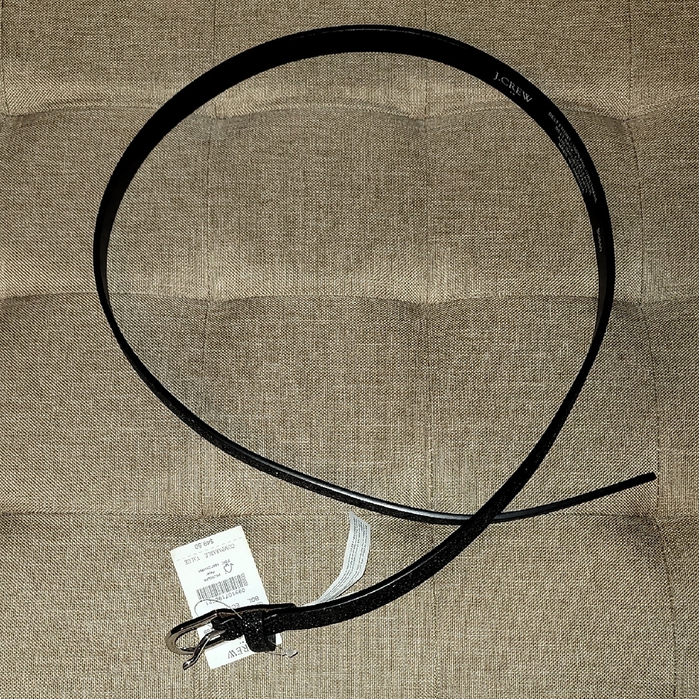 J. Crew Sleek Glitter Black Belt Sz: L/XL NWT - Picture 4 of 4